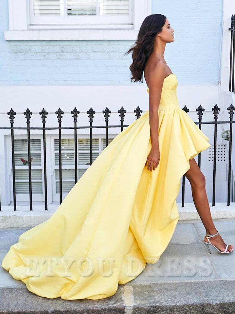 A-Line Strapless Sleeveless formal dresses Bridesmaid Dresses evening gown Prom Dress