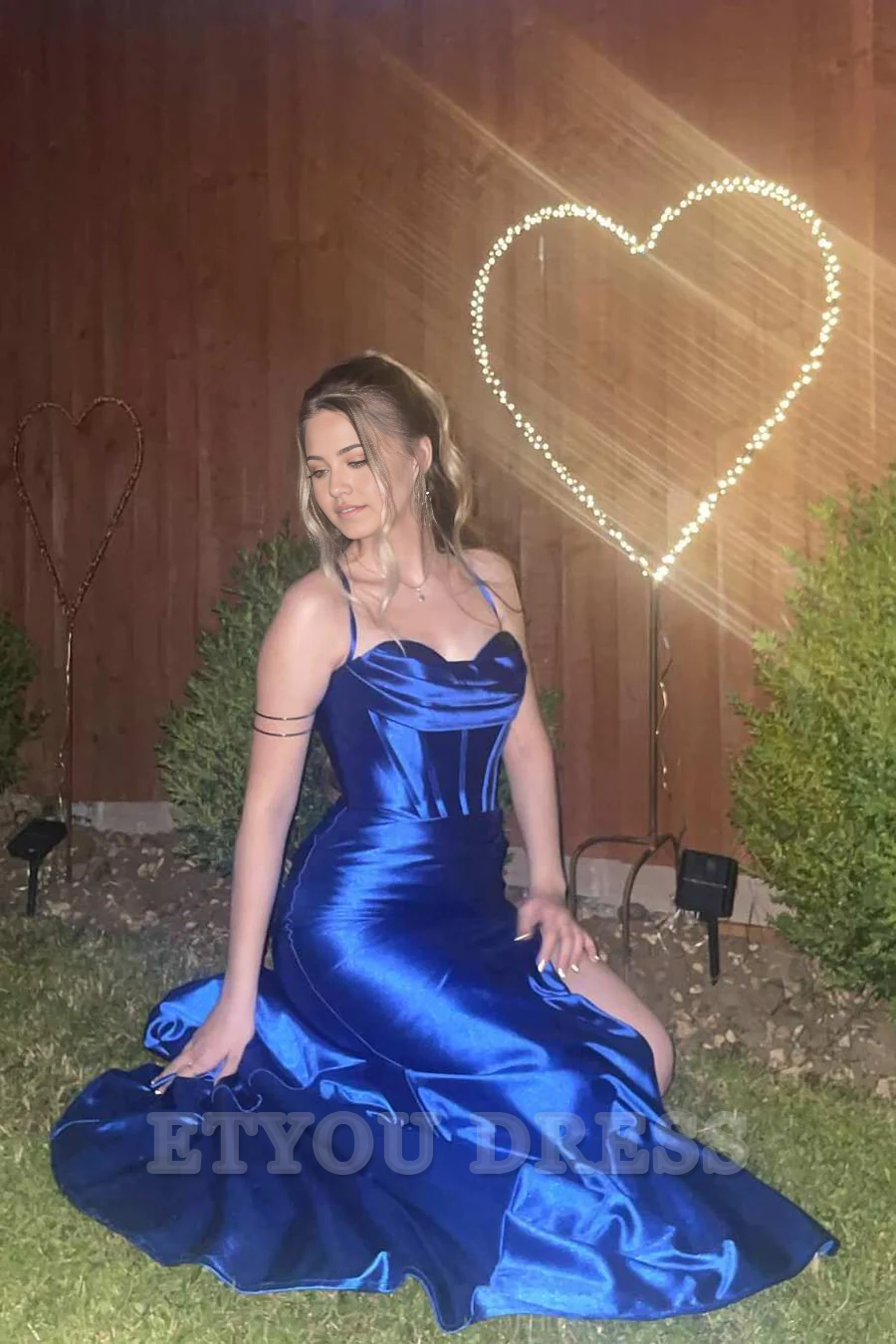 Mermaid Spaghetti Straps Pleated Satin Sleeveless Long formal dresses evening gown Prom Dress