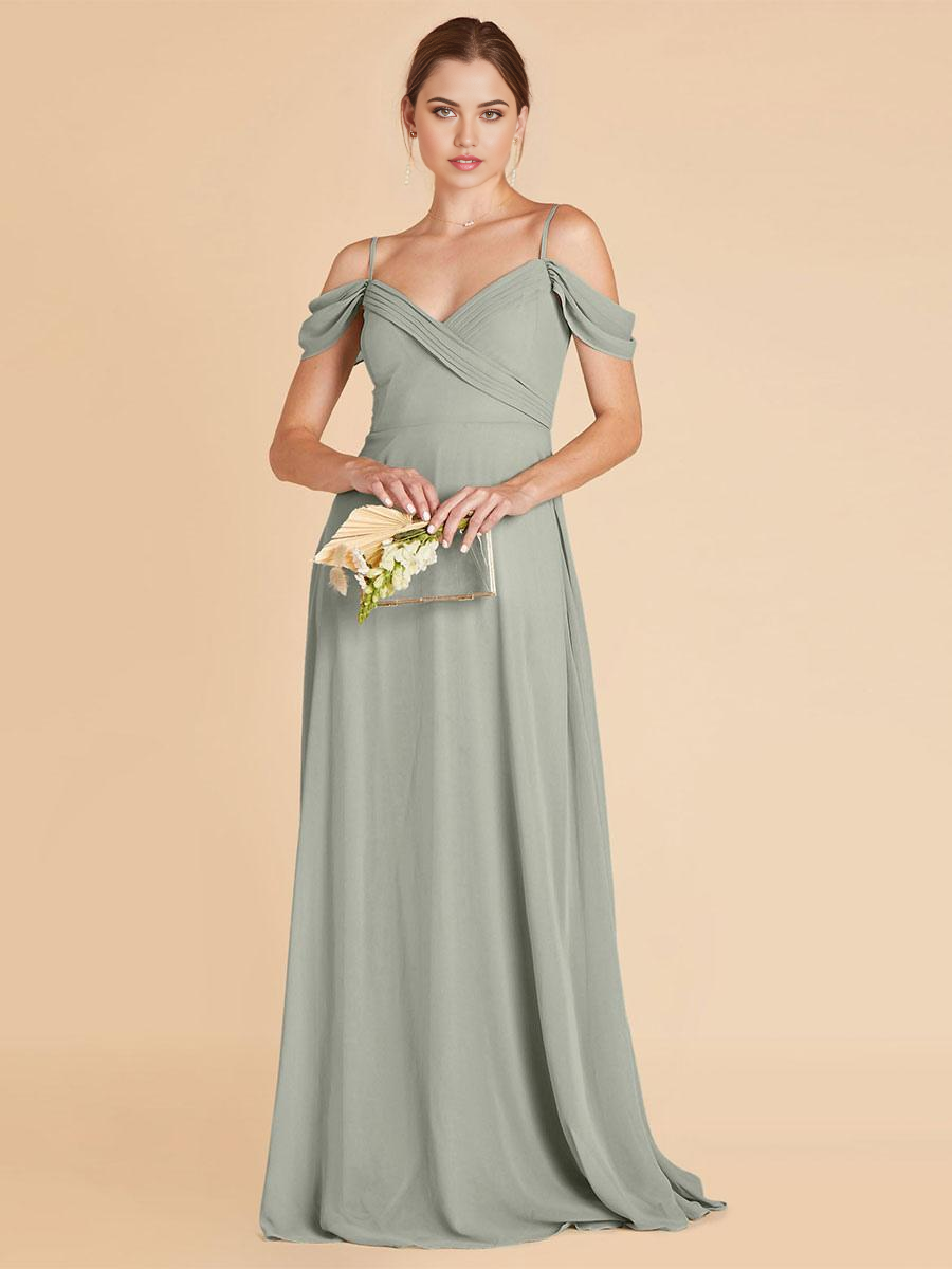 A-Line V-Neck Floor-Length Chiffon formal dresses Bridesmaid Dresses evening gown Prom Dress