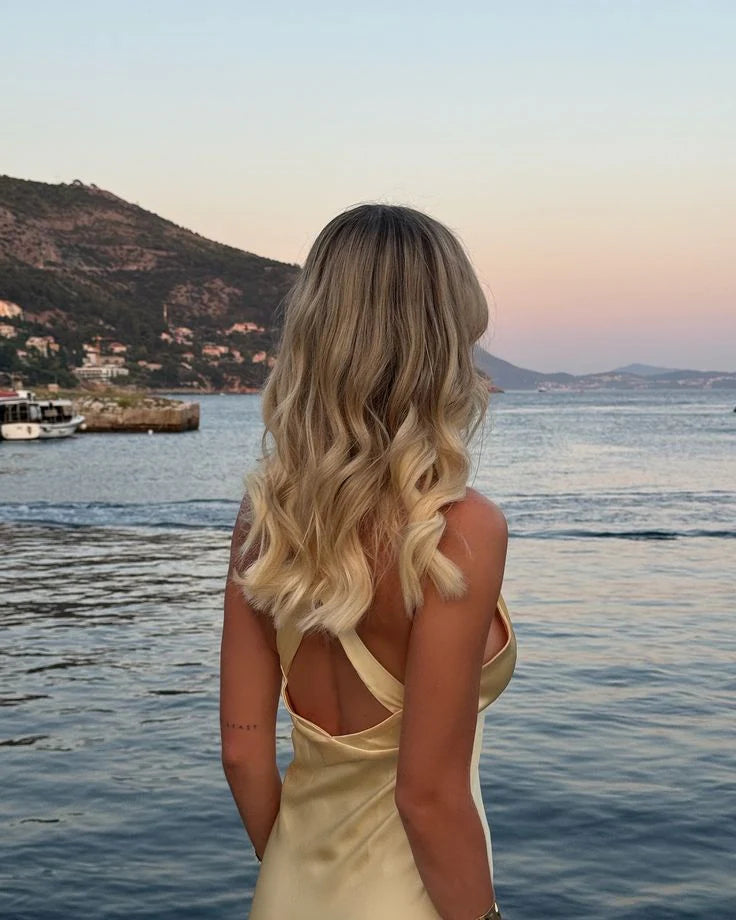 Mermaid V Neck Yellow formal dresses Bridesmaid Dresses evening gown Prom Dress