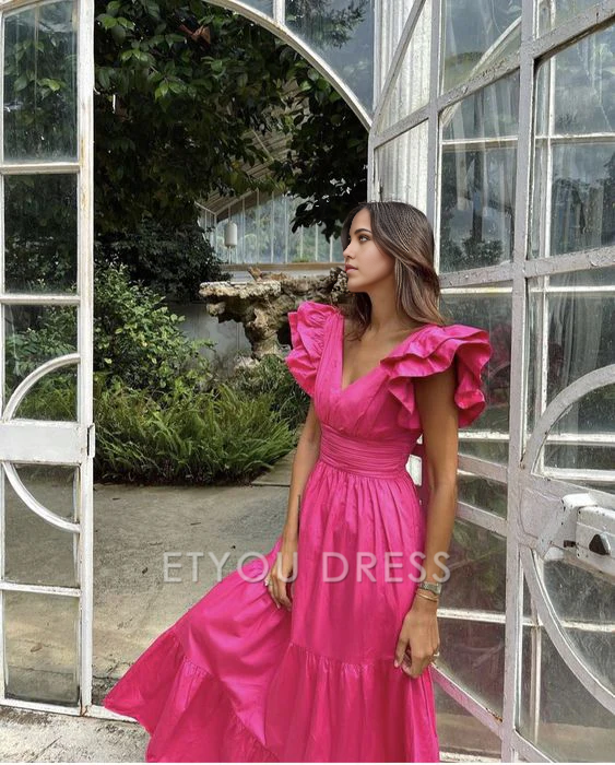 A Line V Neck Long formal dresses Bridesmaid Dresses evening gown Prom Dress