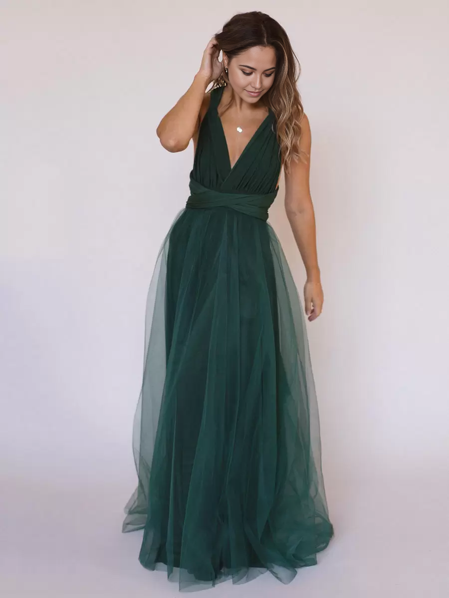 A-Line V-Neck Sleeveless Floor-Length Zipper formal dresses Bridesmaid Dresses evening gown Prom Dress