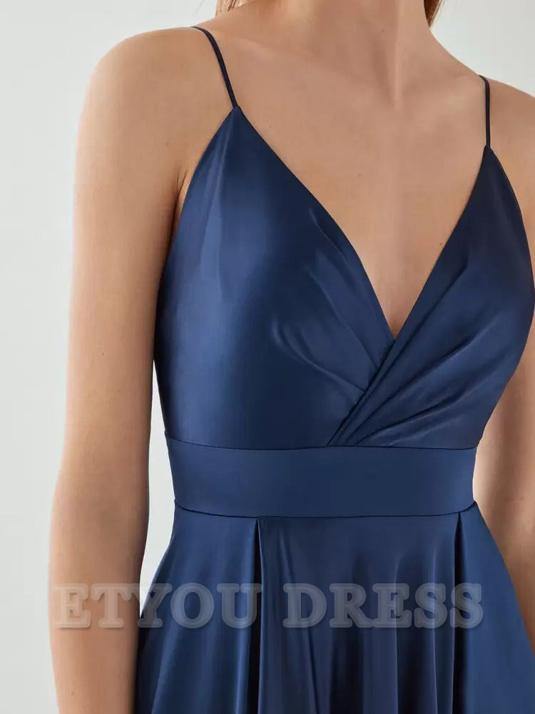 A-Line V-Neck Sleeveless Backless Bows Floor-Length formal dresses Bridesmaid Dresses evening gown Prom Dress