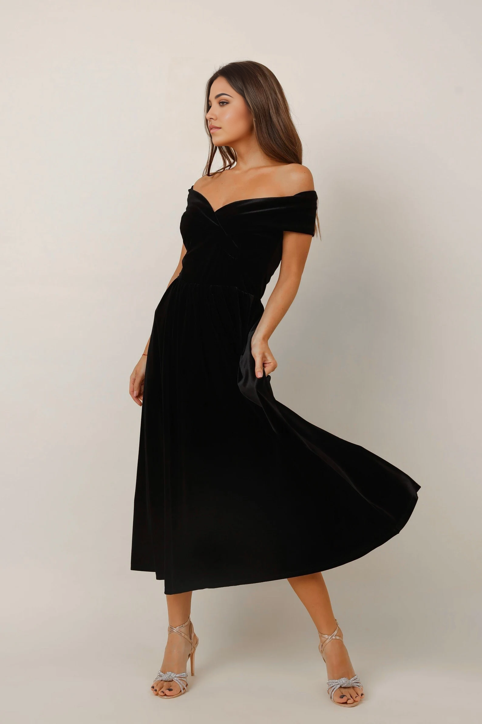 A Line Velvet Off The Shoulder Black Bridesmaid Dress formal dresses evening dress Prom Dress