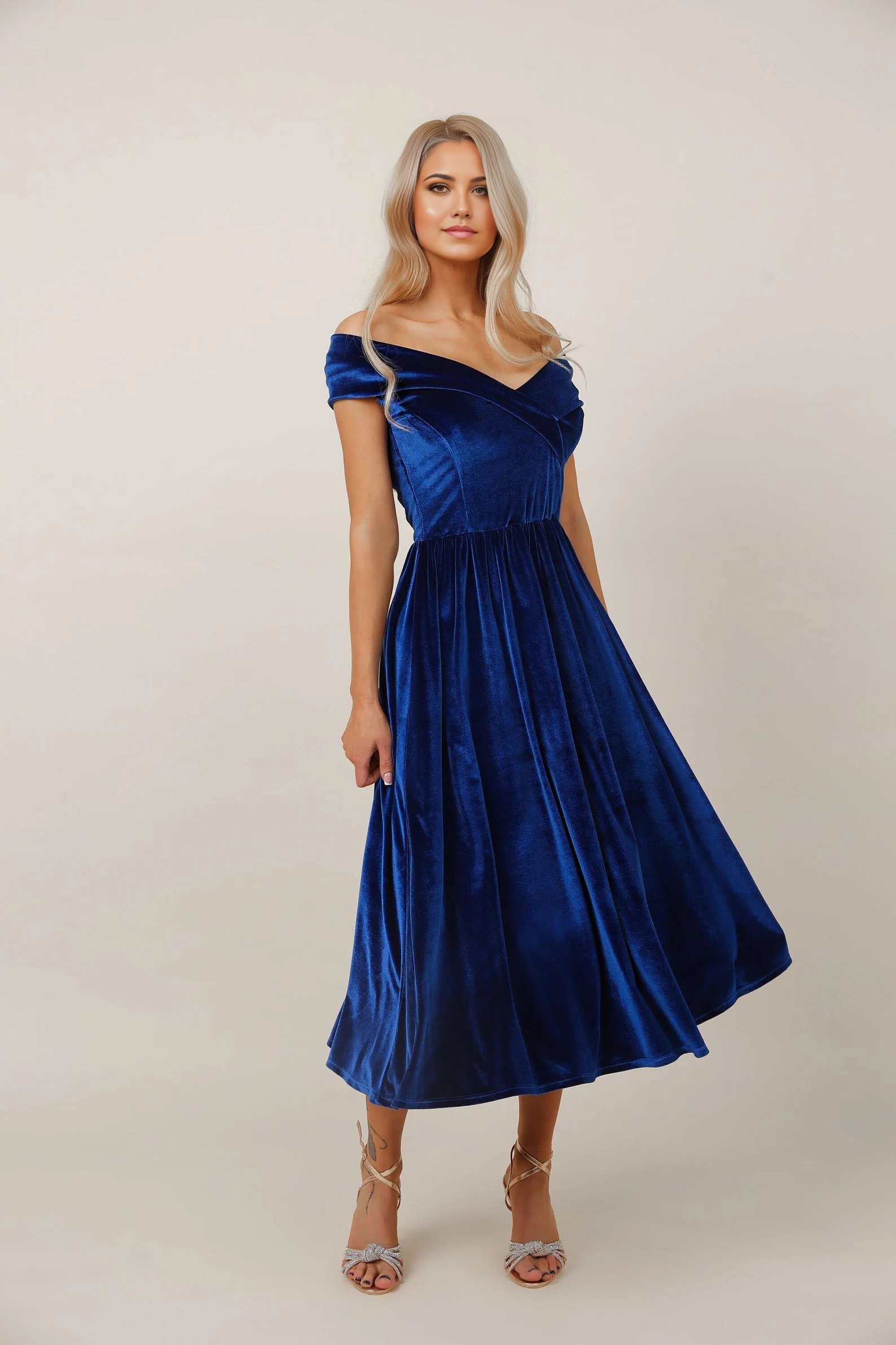 A Line Velvet Off The Shoulder Royal Blue Bridesmaid Dress formal dresses evening dress Prom Dress