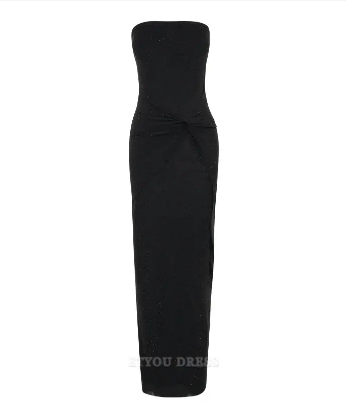Sheath Strapless Black formal dresses Bridesmaid Dresses evening gown Prom Dress
