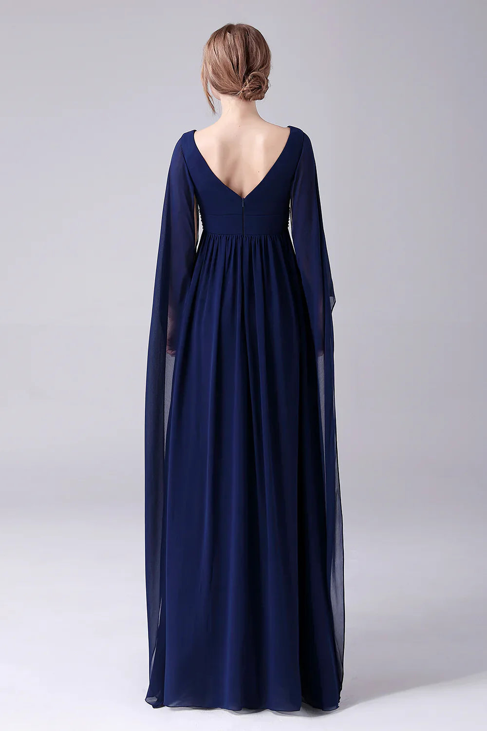 A-Line V-Neck Chiffon Floor-Length Mother Of the Bride Dress With Pleated