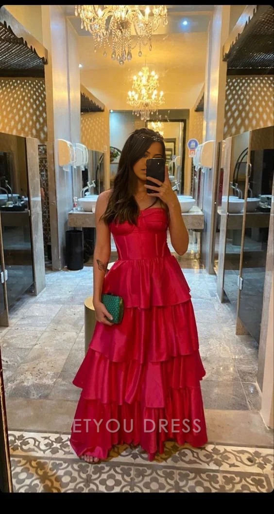 A Line Straps Vintage Floor Length Hot Pink formal dresses Bridesmaid Dresses evening gown Prom Dress