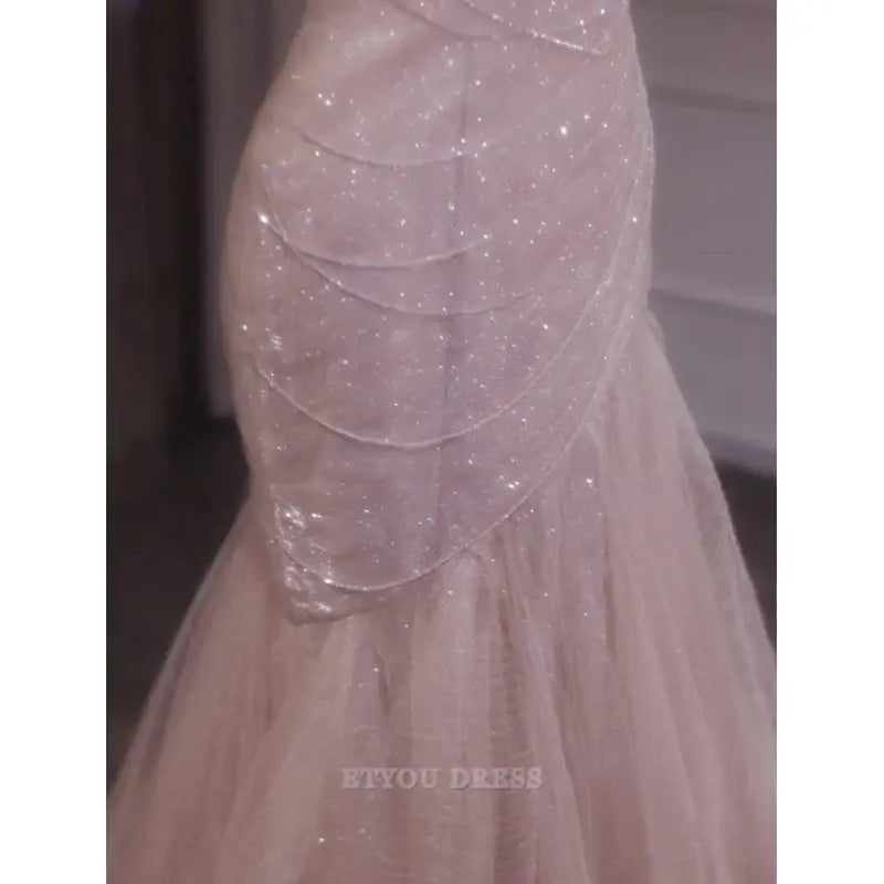 Mermaid Shiny Tulle Pink Prom Dress Fairy Formal formal dresses Bridesmaid Dresses evening gown Prom Dress