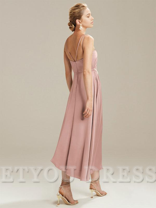 A-Line Tea-Length formal dresses evening gown Prom Dress With Side Slit