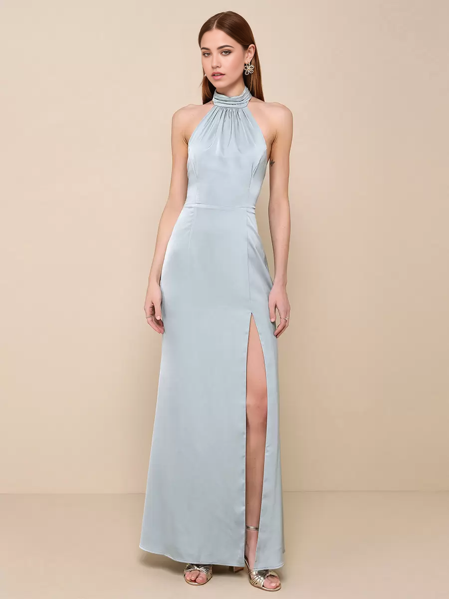 Mermaid Halter High Slit Backless formal dresses Bridesmaid Dresses evening gown Prom Dress