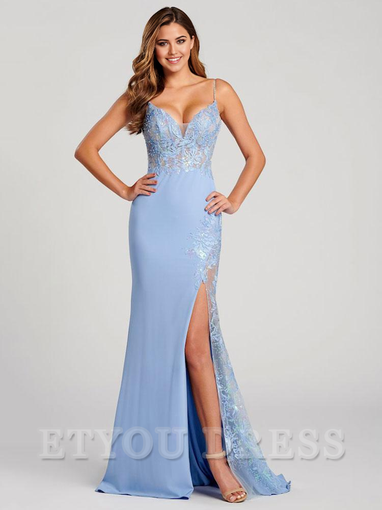 Mermaid V-Neck Backless Floor-Length Applique formal dresses Bridesmaid Dresses evening gown Prom Dress