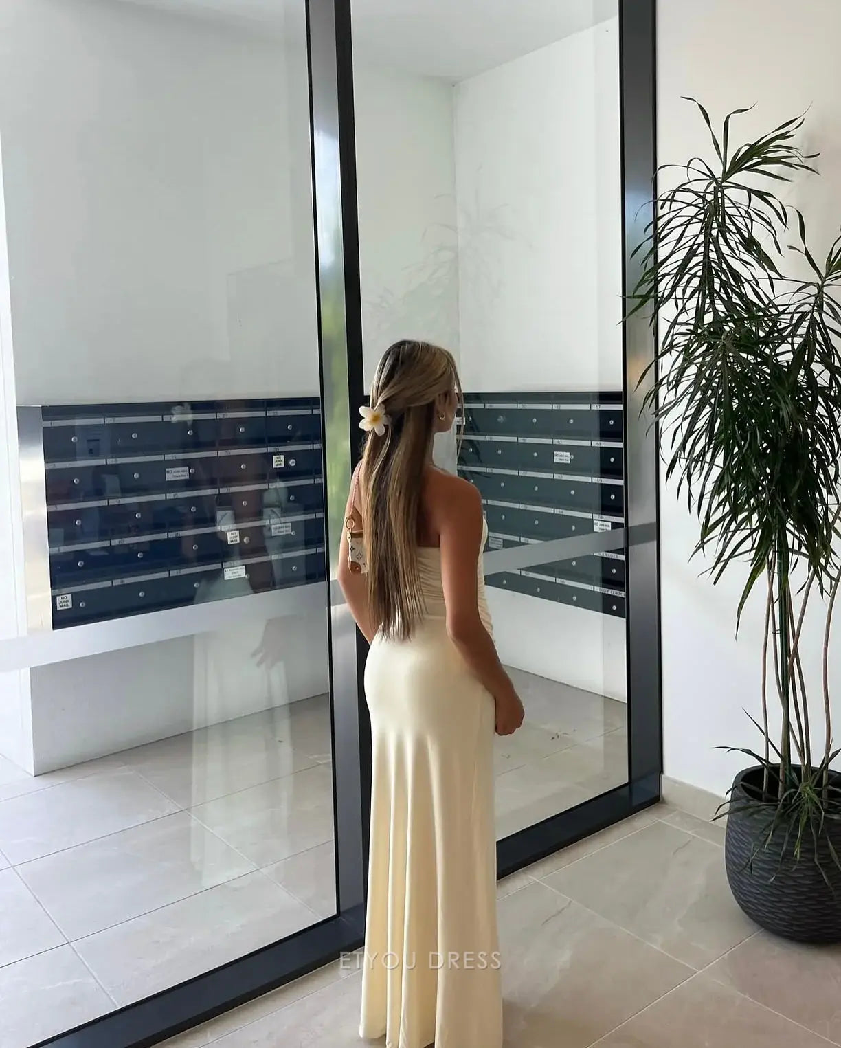 Mermaid Strapless Chiffon formal dresses Bridesmaid Dresses evening gown Prom Dress