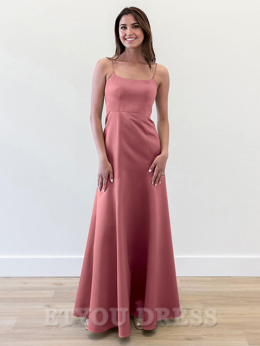 A-Line Floor-Length Zipper Satin formal dresses Bridesmaid Dresses evening gown Prom Dress