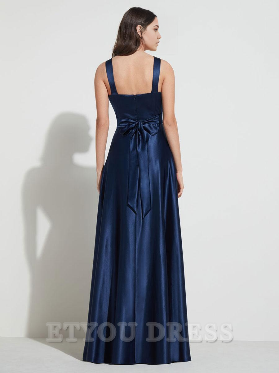 A-Line Sweetheart Neck Floor-Length Sleeveless Zipper Satin formal dresses Bridesmaid Dresses evening gown Prom Dress