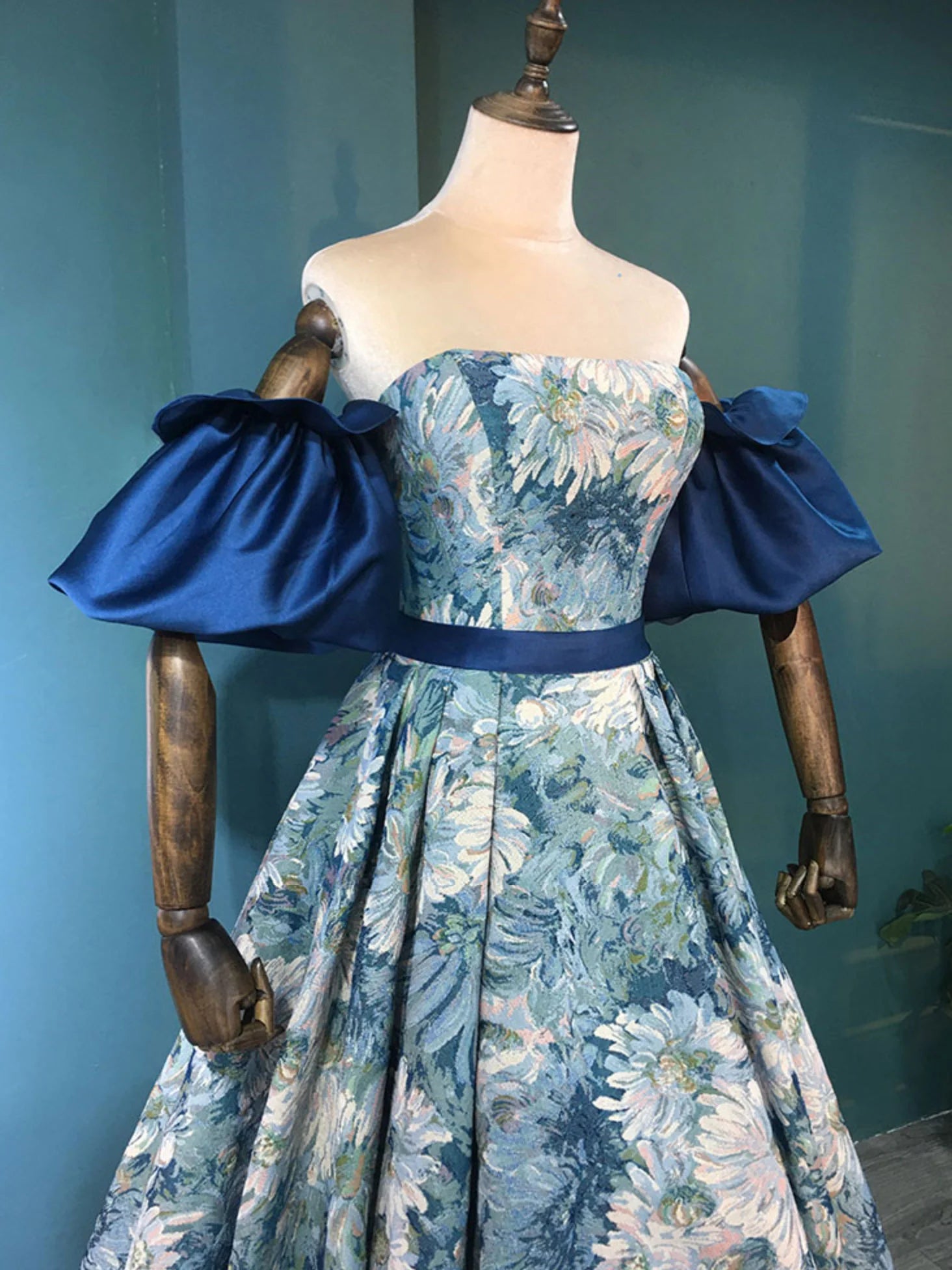 A line satin long prom dress