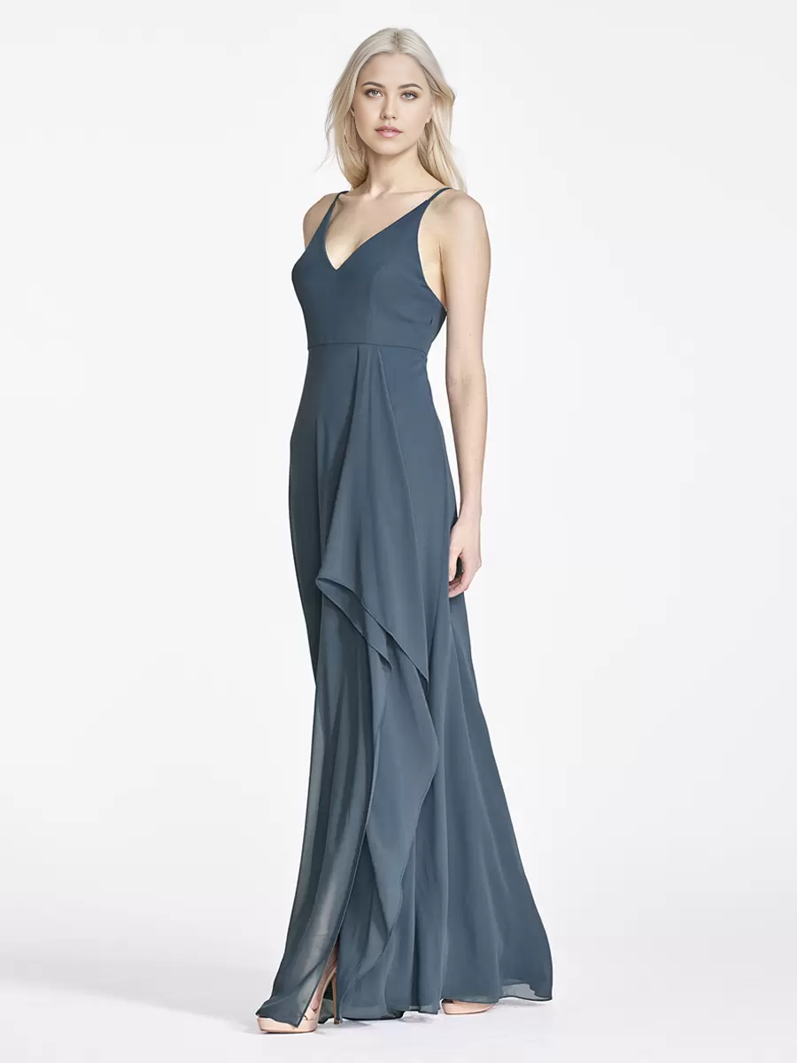 A-Line V-Neck Chiffon Sleeveless formal dresses Bridesmaid Dresses evening gown Prom Dress