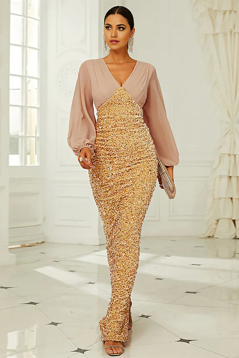 Mermaid Long Sleeves Sequins Mother of the Bride Dress