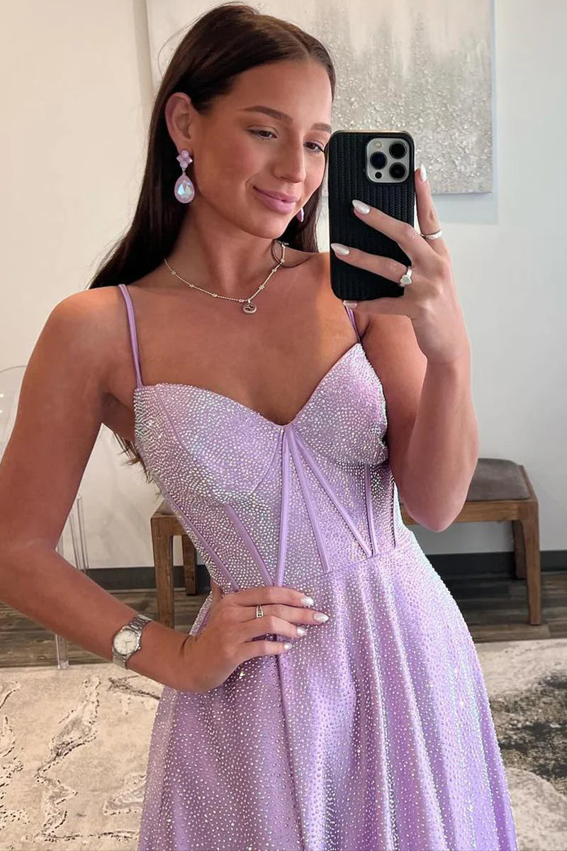 A Line V Neck Cute Mint Satin Long Prom Dress with Beading