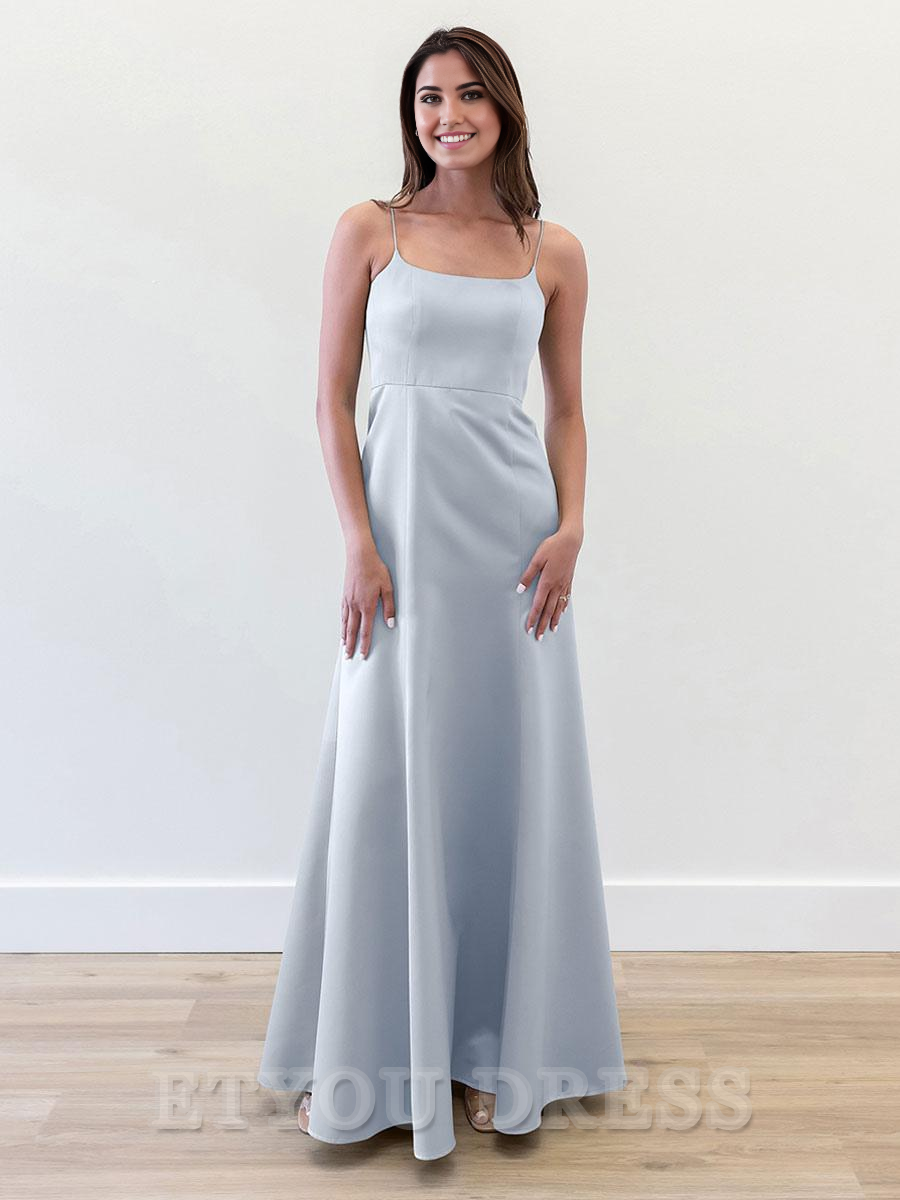 A-Line Floor-Length Zipper Satin formal dresses Bridesmaid Dresses evening gown Prom Dress