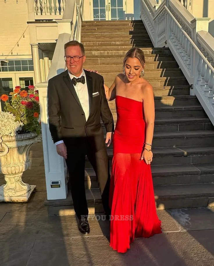 Sheath Strapless Red formal dresses Bridesmaid Dresses evening gown Prom Dress