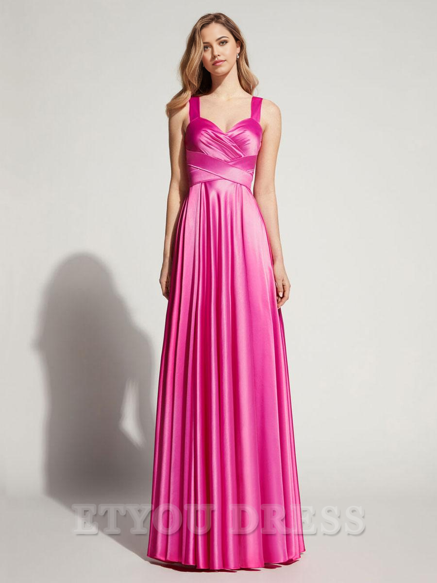 A-Line Sweetheart Neck Floor-Length Sleeveless Zipper Satin formal dresses Bridesmaid Dresses evening gown Prom Dress