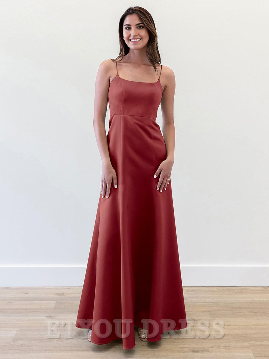 A-Line Floor-Length Zipper Satin formal dresses Bridesmaid Dresses evening gown Prom Dress