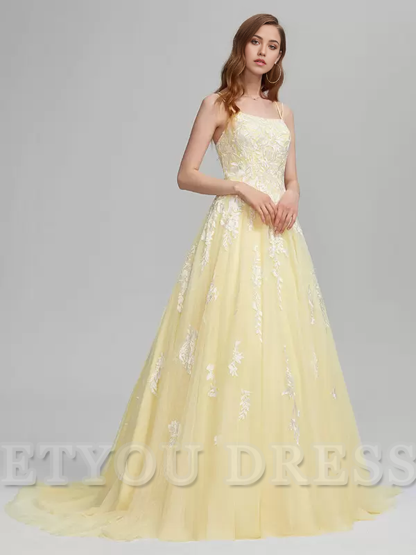A-Line Square Neck Lace Sleeveless Lace formal dresses Bridesmaid Dresses evening gown Prom Dress
