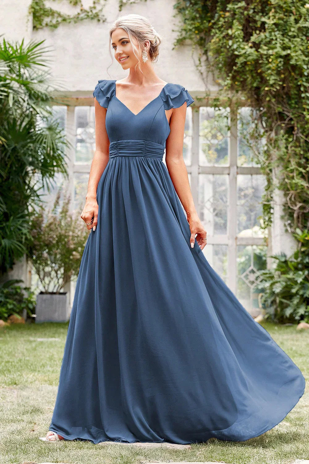 A-Line V-Neck Formal Dress Bridesmaid Dresses Prom Dresses