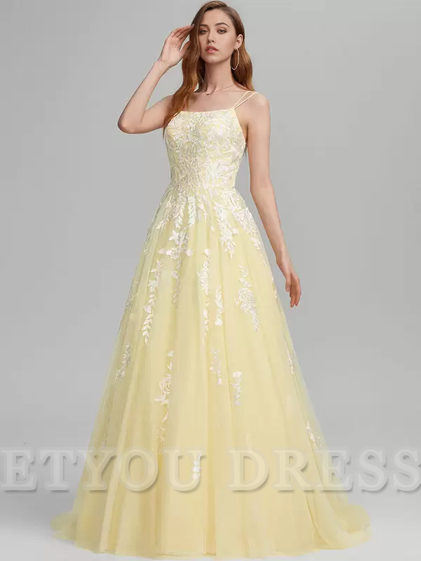 A-Line Square Neck Lace Sleeveless Lace formal dresses Bridesmaid Dresses evening gown Prom Dress