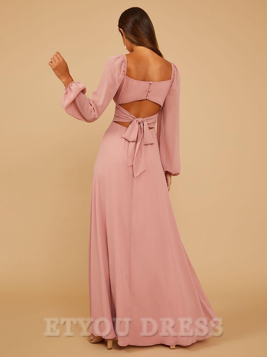 A-Line Floor-Length Zipper Chiffon formal dresses Bridesmaid Dresses evening gown Prom Dress