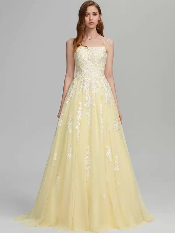 A-Line Square Neck Lace Sleeveless Lace formal dresses Bridesmaid Dresses evening gown Prom Dress