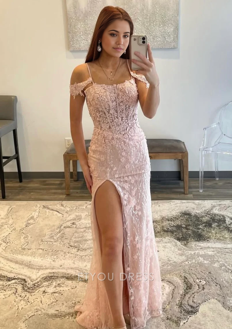 Mermaid Lace Pink Long formal dresses Bridesmaid Dresses evening gown Prom Dress