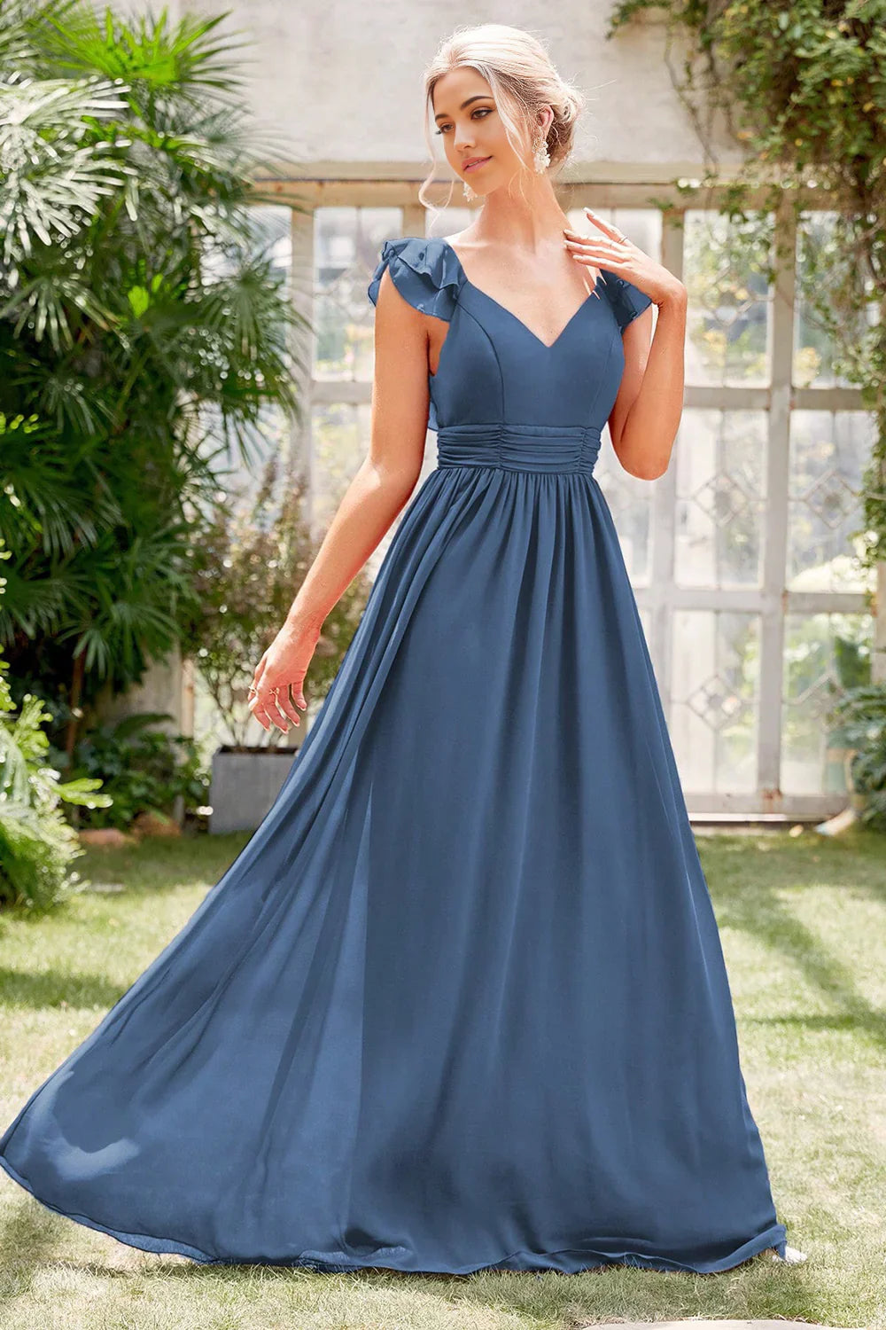 A-Line V-Neck Formal Dress Bridesmaid Dresses Prom Dresses