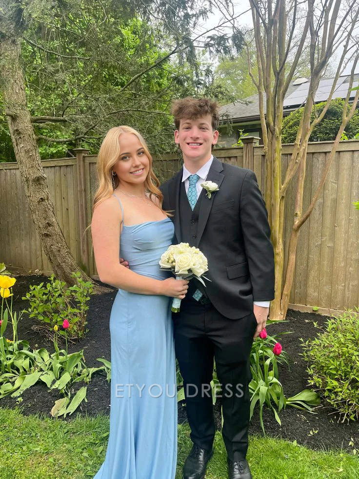 Mermaid Spaghetti Straps Blue Long formal dresses Bridesmaid Dresses evening gown Prom Dress