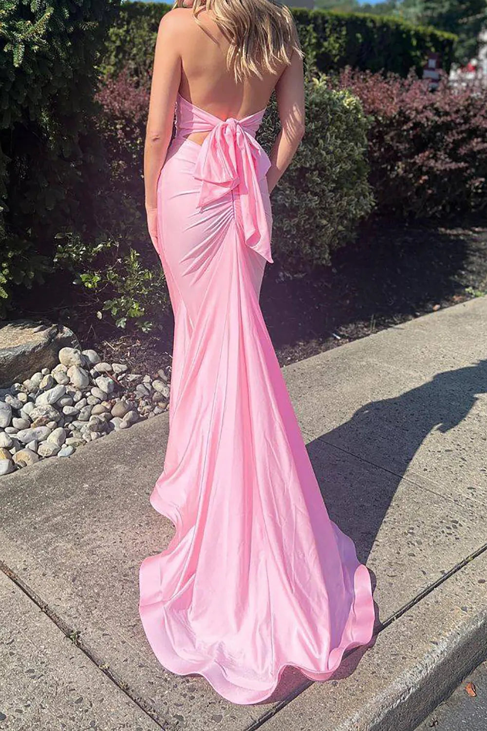 Mermaid Halter Neck Long Prom Dress with Bowknot