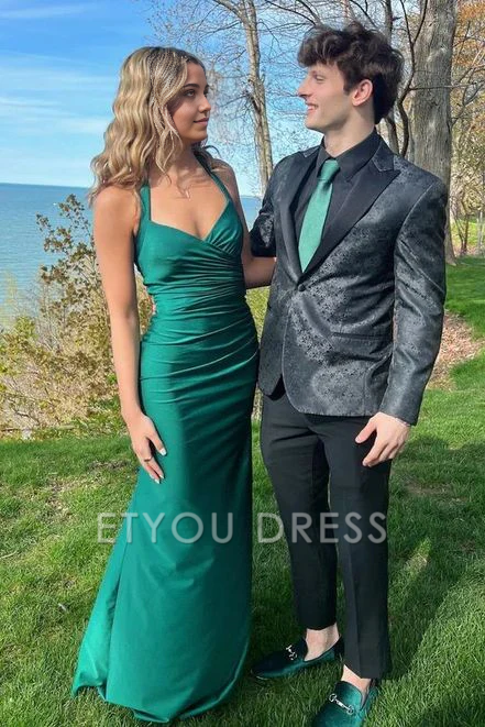 Mermaid Halter Green Long formal dresses Bridesmaid Dresses evening gown Prom Dress