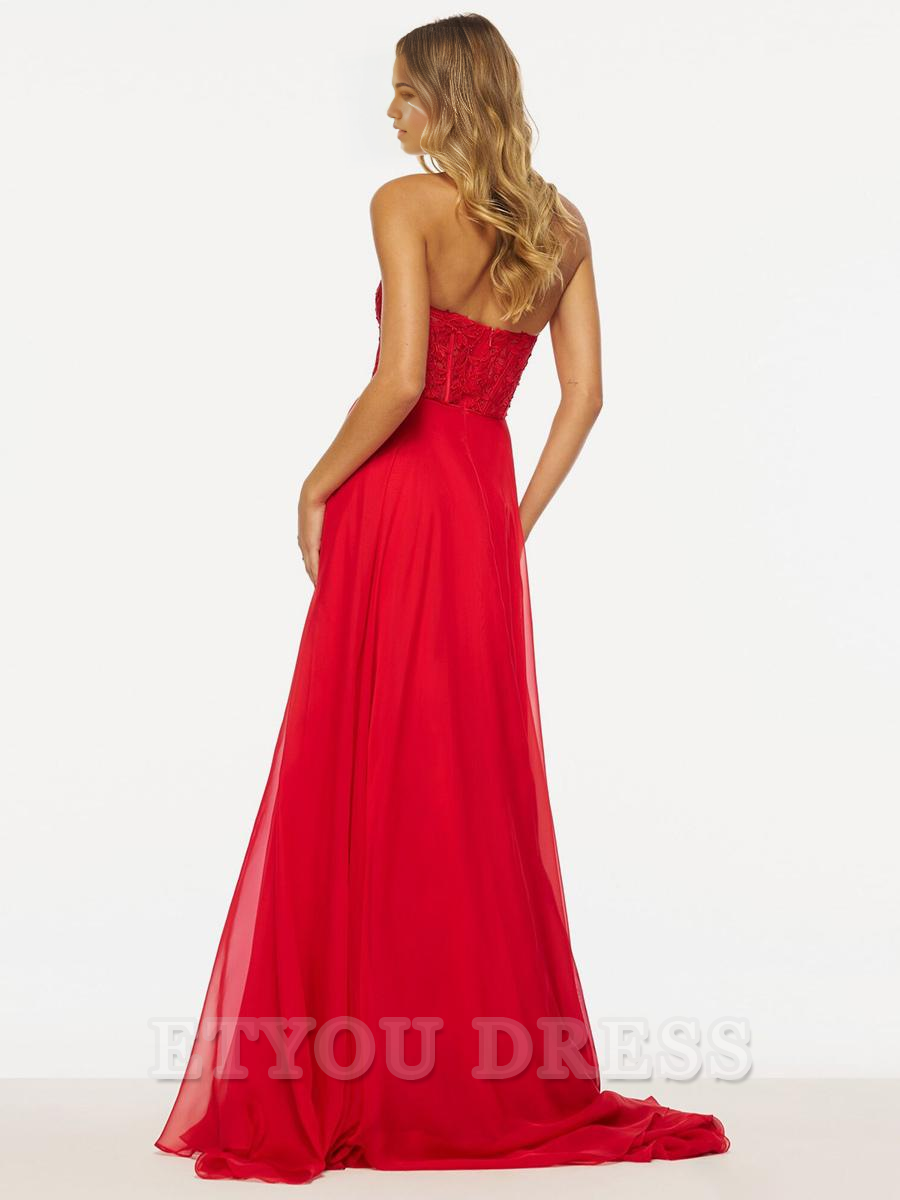 A-Line Strapless Sleeveless Lace formal dresses Bridesmaid Dresses evening gown Prom Dress