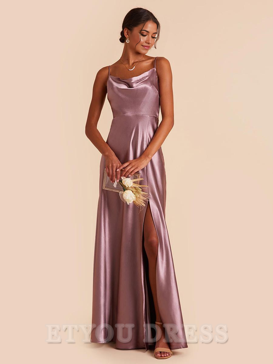 A-Line Floor-Length Satin Fabric formal dresses Bridesmaid Dresses evening gown Prom Dress