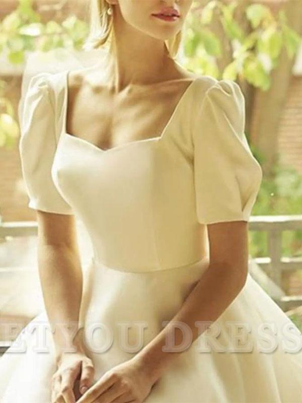 A-Line Square Neck Short Sleeves formal dresses Bridesmaid Dresses evening gown Prom Dress
