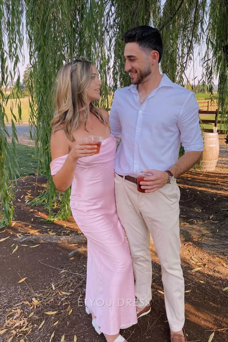 Sheath Off The Shoulder Pink formal dresses Bridesmaid Dresses evening gown Prom Dress