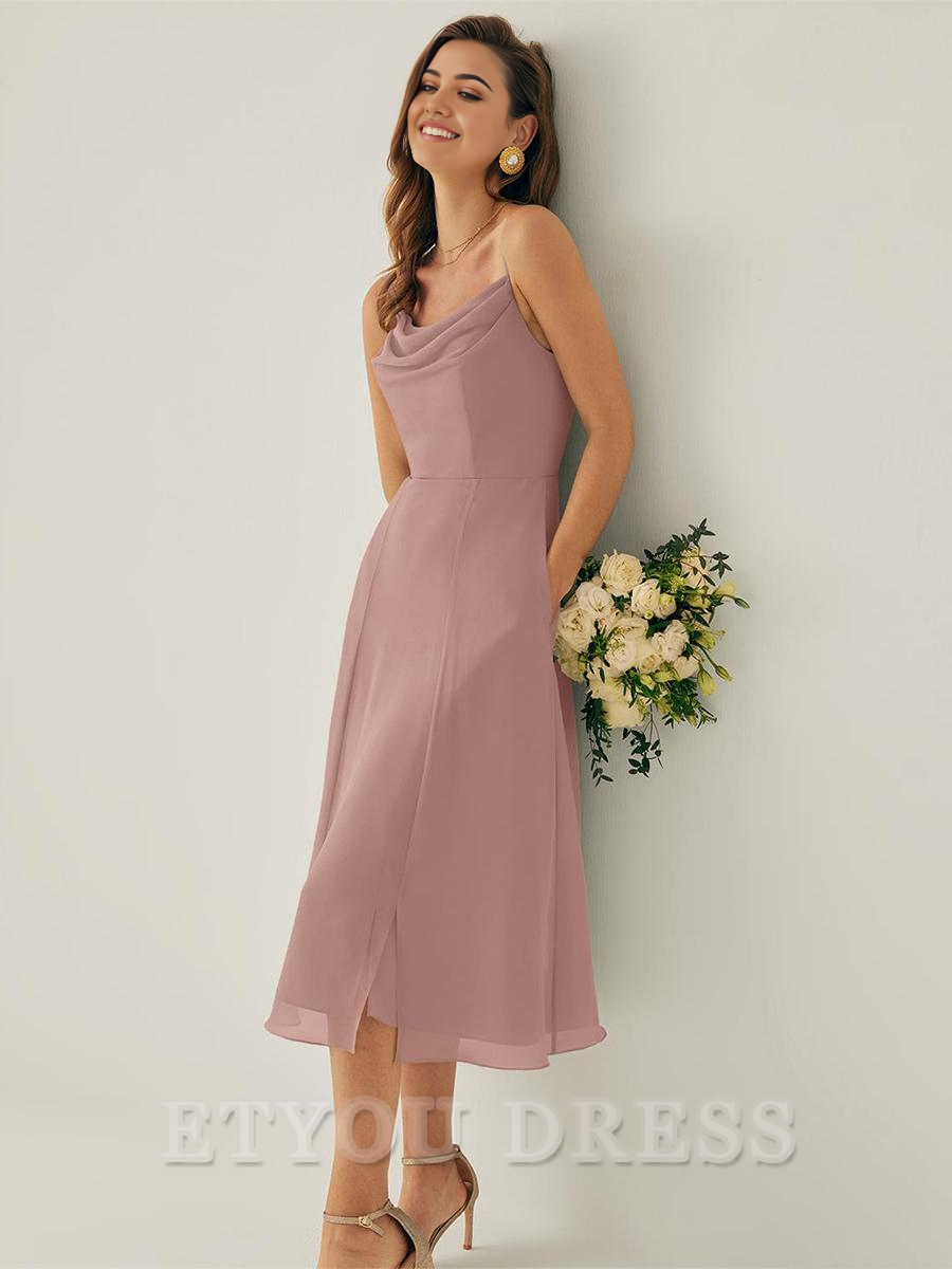 A-line Square Neck Chiffon Sleeveless Zipper formal dresses Bridesmaid Dresses evening gown Prom Dress