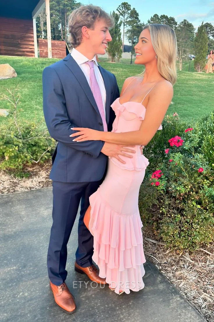 Sheath Spaghetti Straps Pink formal dresses Bridesmaid Dresses evening gown Prom Dress