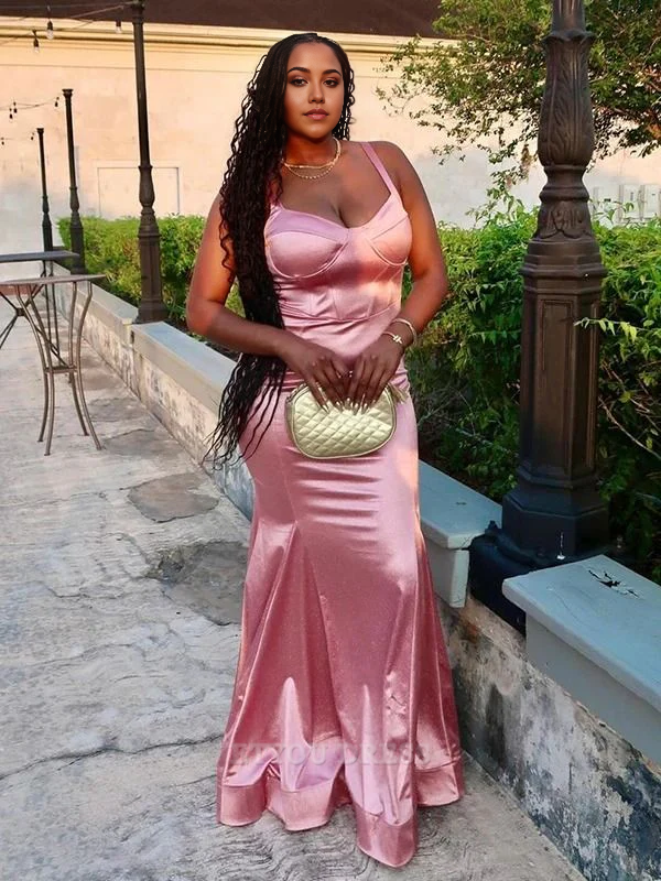 plus size Mermaid Satin Pink formal dresses Bridesmaid Dresses evening gown Prom Dress