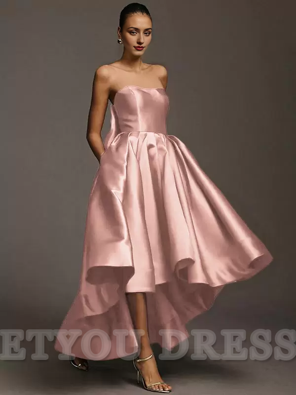 A-Line Floor-Length Satin Fabric formal dresses Bridesmaid Dresses evening gown Prom Dress
