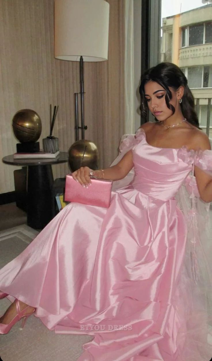 A Line Off Shoulder Pink formal dresses Bridesmaid Dresses evening gown Prom Dress