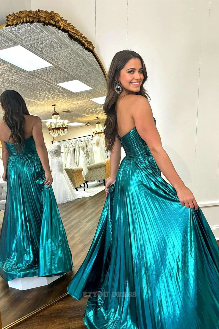 Sweetheart Strapless Pleated Long formal dresses Bridesmaid Dresses evening gown Prom Dress