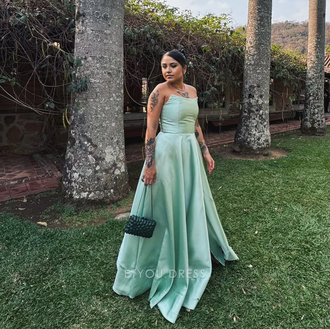 A Line Strapless Long formal dresses Bridesmaid Dresses evening gown Prom Dress