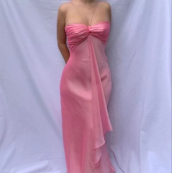 Sheath Sweet Pink Long formal dresses Bridesmaid Dresses evening gown Prom Dress