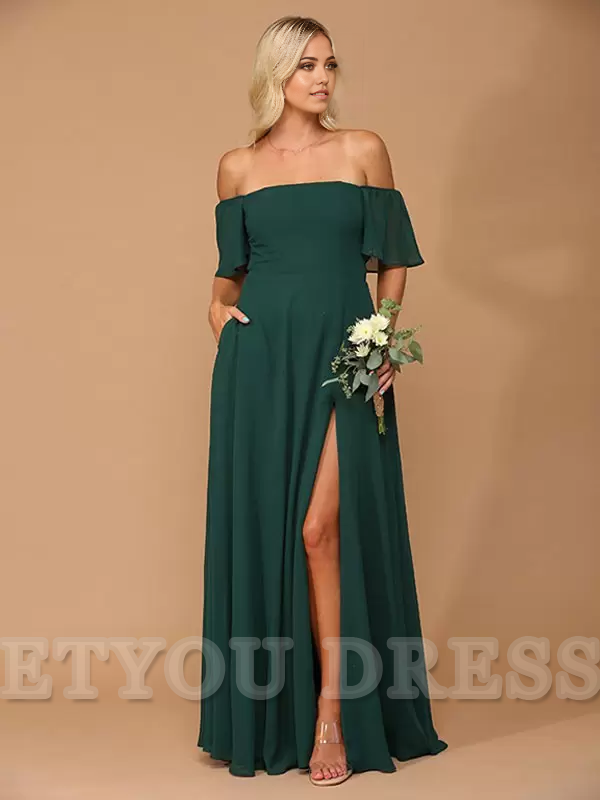 A-Line Floor-Length Zipper Chiffonformal dresses Bridesmaid Dresses evening gown Prom Dress